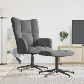 Sillón de relax con taburete terciopelo gris oscuro en Sillones | Comprar online en Foru.es