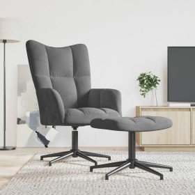 Sillón de relax con taburete terciopelo gris oscuro en Sillones | Comprar online en Foru.es