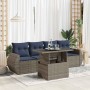 Set sofás jardín y cojines 5 pzas ratán sintético acacia gris | Foro24.es | Tu tienda online para hogar, jardín y más Foro24.es