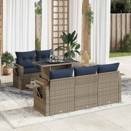 Set sofás jardín y cojines 6 pzas ratán sintético acacia negro de , Conjuntos de jardín - Ref: Foro24-3326412, Precio: 516,94...