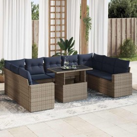 Set sofás jardín y cojines 10 pzas ratán sintético acacia gris de , Conjuntos de jardín - Ref: Foro24-3326382, Precio: 791,03...