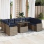 Set sofás jardín y cojines 10 pzas ratán sintético acacia gris de , Conjuntos de jardín - Ref: Foro24-3326382, Precio: 791,03...