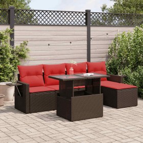Comprar Set sofás jardín y cojines 6 pzas ratán