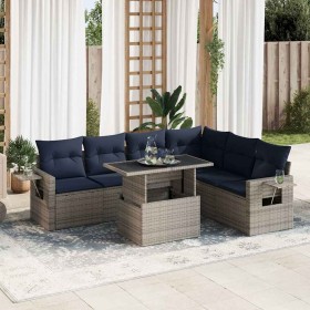 Set sofás jardín y cojines 7 pzas ratán sintético acacia negro de , Conjuntos de jardín - Ref: Foro24-3326492, Precio: 575,81...