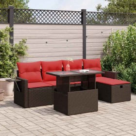 Comprar Set sofás jardín y cojines 6 pzas ratán