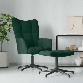 Sillón de relax con taburete terciopelo verde oscuro en Sillones | Comprar online en Foru.es