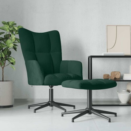 Sillón de relax con taburete terciopelo verde oscuro en Sillones | Comprar online en Foru.es