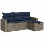 Set de sofás de jardín 4 pzas y cojines ratán sintético gris de , Conjuntos de jardín - Ref: Foro24-3325357, Precio: 296,80 €...