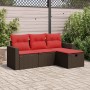 Set de sofás de jardín 4 pzas y cojines ratán sintético marrón de , Conjuntos de jardín - Ref: Foro24-3325360, Precio: 284,86...