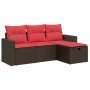 Set de sofás de jardín 4 pzas y cojines ratán sintético marrón de , Conjuntos de jardín - Ref: Foro24-3325360, Precio: 284,86...
