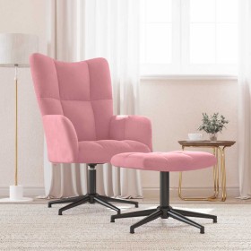 Sillón de relax con taburete terciopelo rosa en Sillones | Comprar online en Foru.es