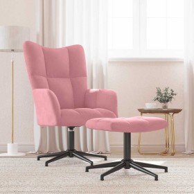 Sillón de relax con taburete terciopelo rosa en Sillones | Comprar online en Foru.es