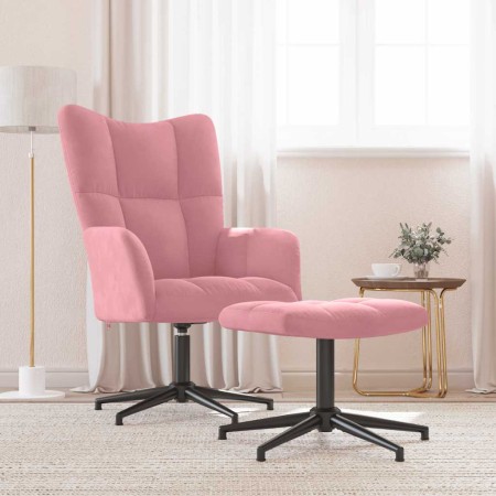 Sillón de relax con taburete terciopelo rosa en Sillones | Comprar online en Foru.es