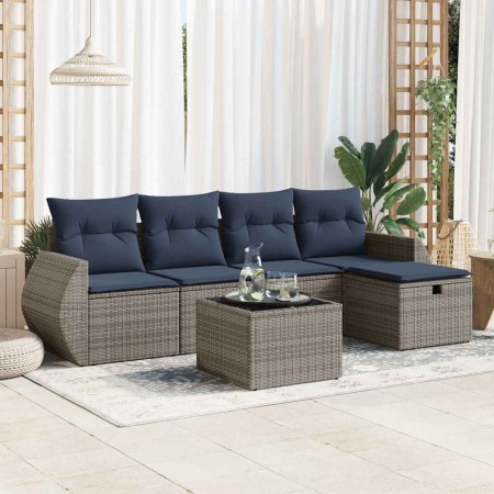 Set de muebles de jardín 6 pzas y cojines ratán sintético gris | Foro24.es | Tu tienda online para hogar, jardín y más Foro24.es