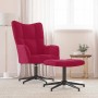 Sillón de relax con taburete terciopelo rojo tinto en Sillones | Comprar online en Foru.es