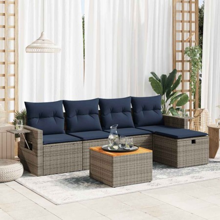 Set de muebles de jardín 6 pzas y cojines ratán sintético gris de , Conjuntos de jardín - Ref: Foro24-3325813, Precio: 408,86...
