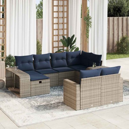 Set de sofás de jardín y cojines 10 pzas ratán sintético gris de , Conjuntos de jardín - Ref: Foro24-3326065, Precio: 652,63 ...