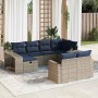 Set de sofás de jardín y cojines 10 pzas ratán sintético gris de , Conjuntos de jardín - Ref: Foro24-3326065, Precio: 652,63 ...