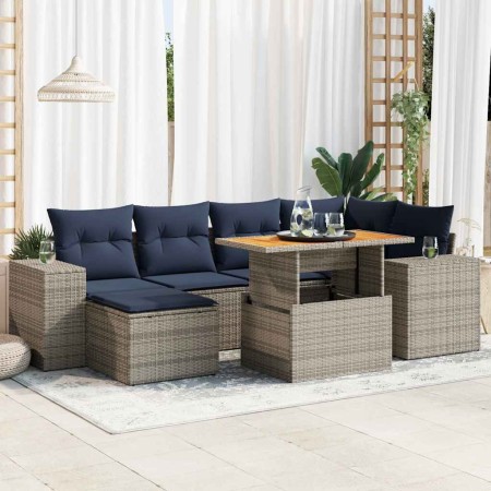 Set de sofás de jardín 7 pzas con cojines ratán sintético gris | Foro24.es | Tu tienda online para hogar, jardín y más Foro24.es