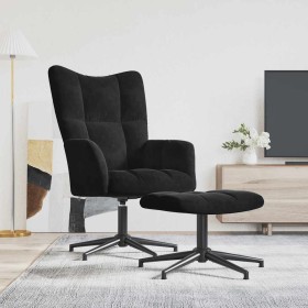 Sillón de relax con taburete terciopelo negro en Sillones | Comprar online en Foru.es