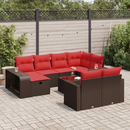 Set de sofás de jardín 11 pzas cojines ratán sintético marrón | Foro24.es | Tu tienda online para hogar, jardín y más Foro24.es