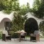 Mesa de jardín ratán sintético y vidrio marrón 109x107x74 cm de vidaXL, Mesas de jardín - Ref: Foro24-316788, Precio: 103,56 ...