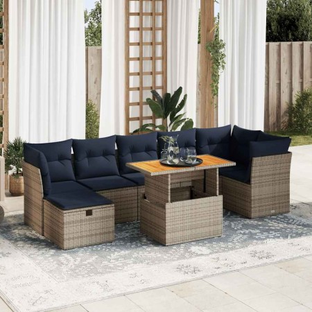Juego Sofá Jardín 8 Piezas con Cojines Marrón Poli Ratán Acacia de , Conjuntos de jardín - Ref: Foro24-3327985, Precio: 614,4...