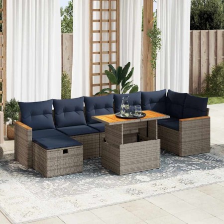Juego Sofá Jardín 8 Piezas con Cojines Marrón Poli Ratán Acacia | Foro24.es | Tu tienda online para hogar, jardín y más Foro24.es