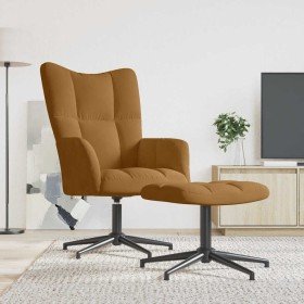 Sillón de relax con taburete terciopelo marrón en Sillones | Comprar online en Foru.es