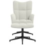 Sillón de relax con taburete terciopelo blanco crema en Sillones | Comprar online en Foru.es