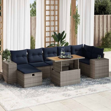 Juego Sofá Jardín 8 Piezas con Cojines Marrón Poli Ratán Acacia | Foro24.es | Tu tienda online para hogar, jardín y más Foro24.es