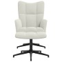 Sillón de relax con taburete terciopelo blanco crema en Sillones | Comprar online en Foru.es