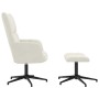 Sillón de relax con taburete terciopelo blanco crema en Sillones | Comprar online en Foru.es