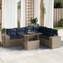 Juego Sofá Jardín 14 Piezas con Cojines Gris Poli Ratán Acacia | Foro24.es | Tu tienda online para hogar, jardín y más Foro24.es