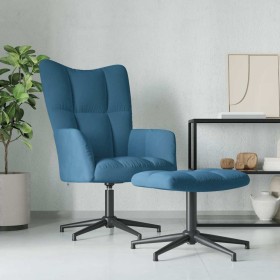 Sillón de relax con taburete terciopelo azul en Sillones | Comprar online en Foru.es