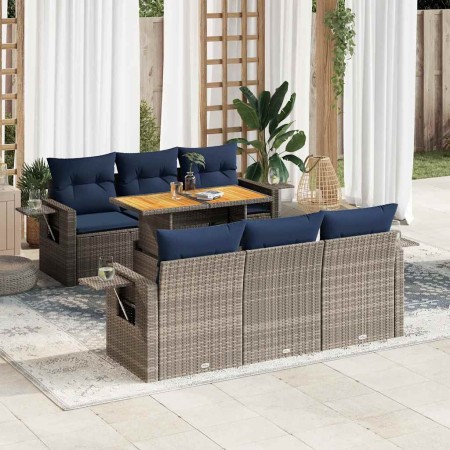 Set de sofás de jardín 7 pzas con cojines ratán sintético gris de , Conjuntos de jardín - Ref: Foro24-3327113, Precio: 572,25...
