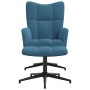 Sillón de relax con taburete terciopelo azul en Sillones | Comprar online en Foru.es