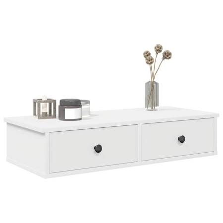 Estante de pared con cajones de madera contrachapada blanco de , Estantes y estanterías - Ref: Foro24-859950, Precio: 64,12 €...