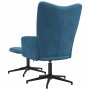 Sillón de relax con taburete terciopelo azul en Sillones | Comprar online en Foru.es