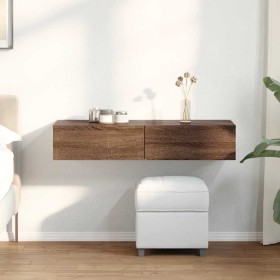 Estante de pared con cajones madera contrachapada marrón roble de , Estantes y estanterías - Ref: Foro24-859992, Precio: 77,4...