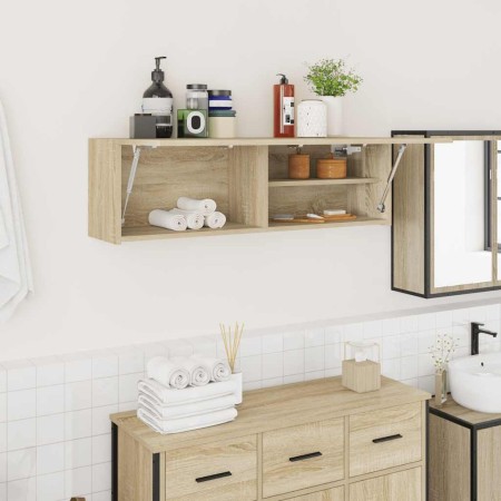 Mueble de pared baño madera ingeniería roble sonoma 100x25x30cm de , Tocadores de baño - Ref: Foro24-860096, Precio: 64,01 €,...