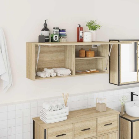 Mueble de pared baño madera ingeniería roble sonoma 100x25x40cm de , Tocadores de baño - Ref: Foro24-860105, Precio: 81,45 €,...