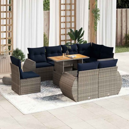 Set de sofás de jardín con cojines 9 pzas ratán sintético gris | Foro24.es | Tu tienda online para hogar, jardín y más Foro24.es