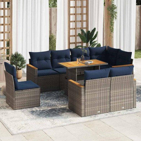 Set de sofás de jardín con cojines 9 pzas ratán sintético gris | Foro24.es | Tu tienda online para hogar, jardín y más Foro24.es
