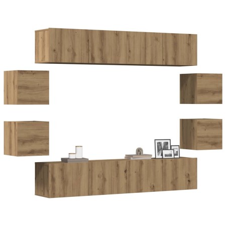 Mueble para TV de pared madera contrachapada artesanal 8 piezas de , Muebles TV - Ref: Foro24-3328950, Precio: 277,04 €, Desc...
