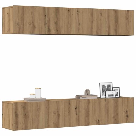 Muebles de TV de pared 4 uds madera ingeniería roble artesanal de , Muebles TV - Ref: Foro24-3328944, Precio: 188,69 €, Descu...