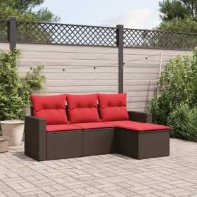 Set de sofás de jardín 4 pzas y cojines ratán sintético marrón de , Sofás modulares de exterior - Ref: Foro24-3251211, Precio...