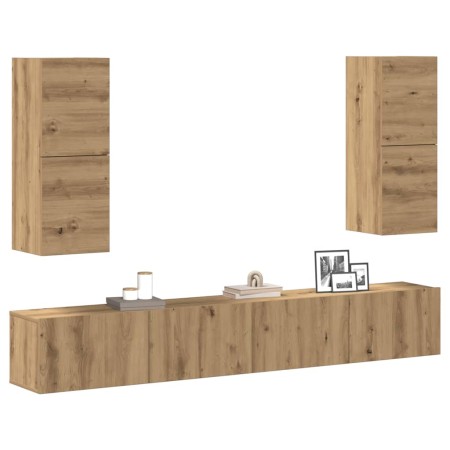 Mueble para TV de pared madera contrachapada artesanal 4 piezas de , Muebles TV - Ref: Foro24-3329018, Precio: 224,24 €, Desc...