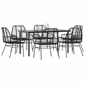 Juego de comedor jardín 7 piezas ratán sintético negro de , Conjuntos de jardín - Ref: Foro24-3334538, Precio: 455,73 €, Desc...