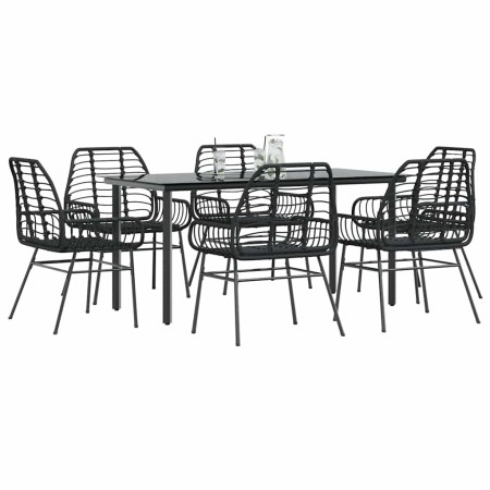 Juego de comedor jardín 7 piezas ratán sintético negro de , Conjuntos de jardín - Ref: Foro24-3334538, Precio: 455,73 €, Desc...